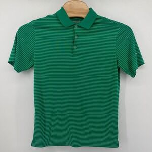 Nike Golf Performance Polo Shirt Men's Medium Green Striped Dri-FIT Short Sleeve